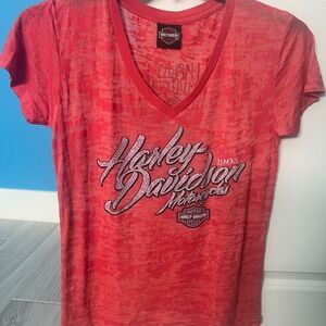 Harley-Davidson Red Graphic V-Neck Tee